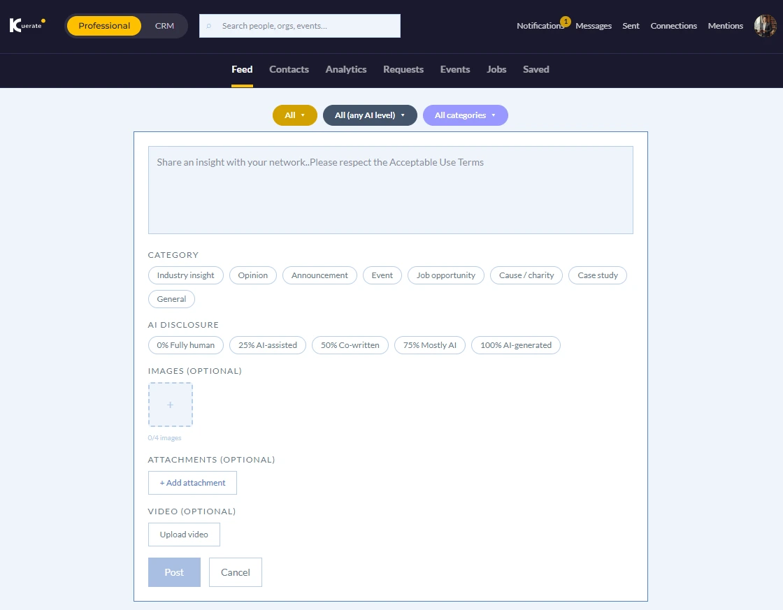 Kuerate create a post